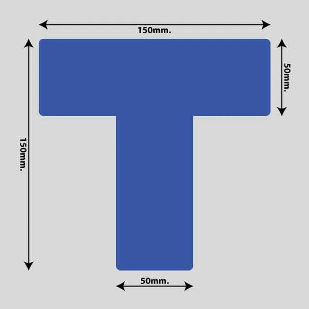 Gulvmarkerings Tape og Symboler. - Blå / T-Markering 150mm x 150mm (10 stk. pakke)