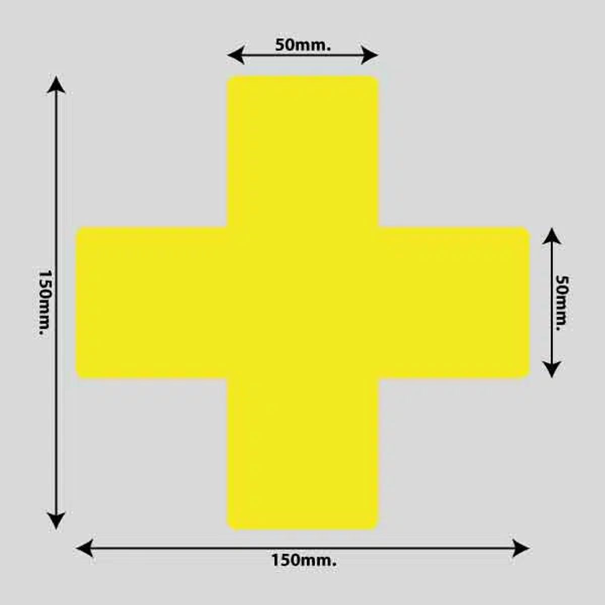 Gulvmarkerings Tape og Symboler. - Gul / Kryds 150mm x 150mm (10 stk. pakke)