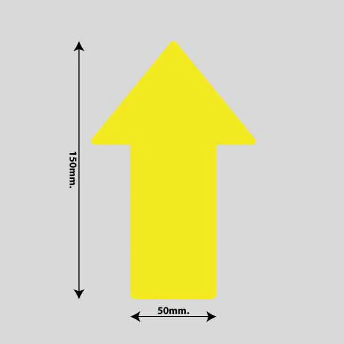 Gulvmarkerings Tape og Symboler. - Gul / Pil 100mm x 150mm (10 stk. pakke)