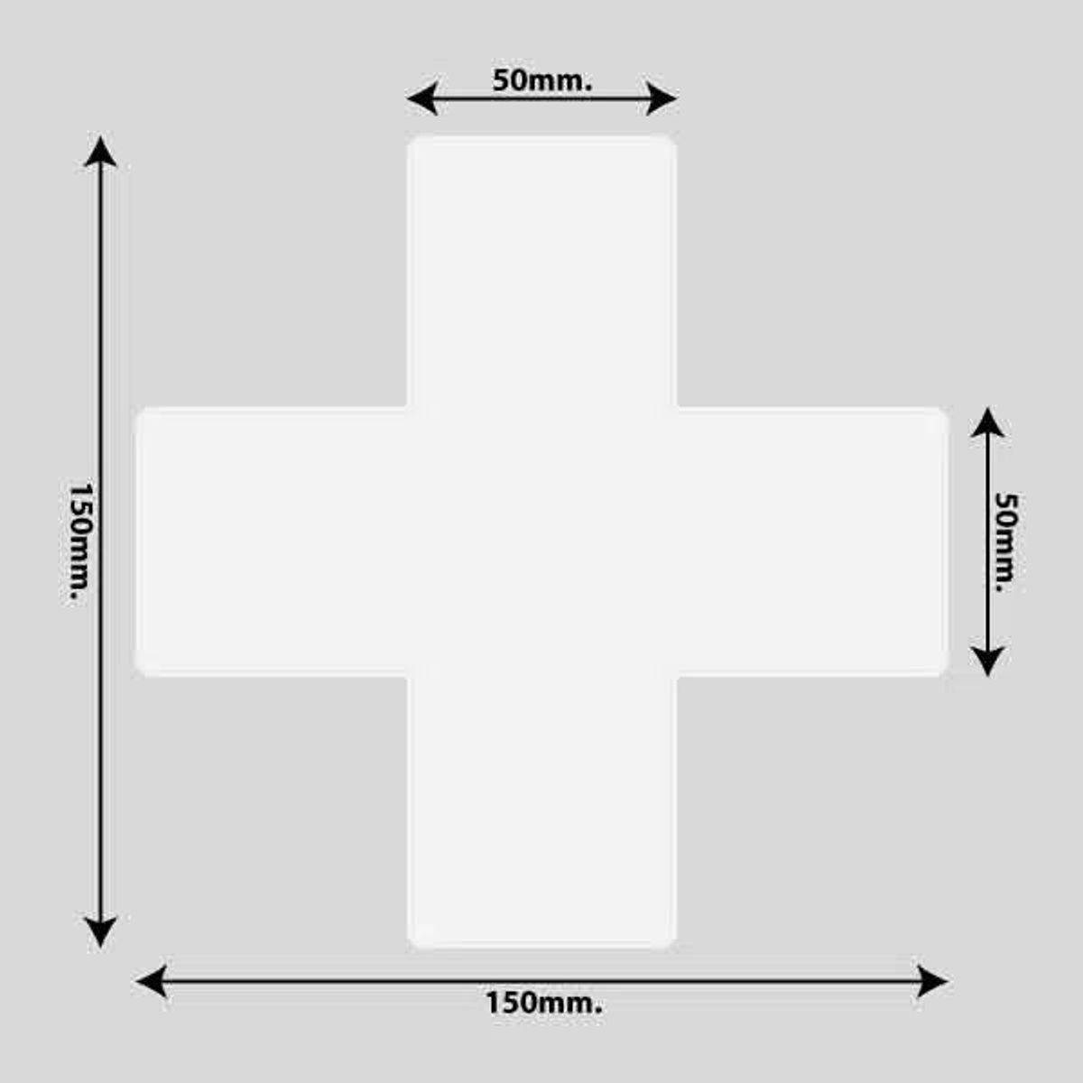 Gulvmarkerings Tape og Symboler. - Hvid / Kryds 150mm x 150mm (10 stk. pakke)