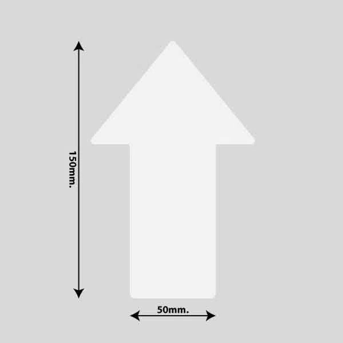 Gulvmarkerings Tape og Symboler. - Hvid / Pil 100mm x 150mm (10 stk. pakke)