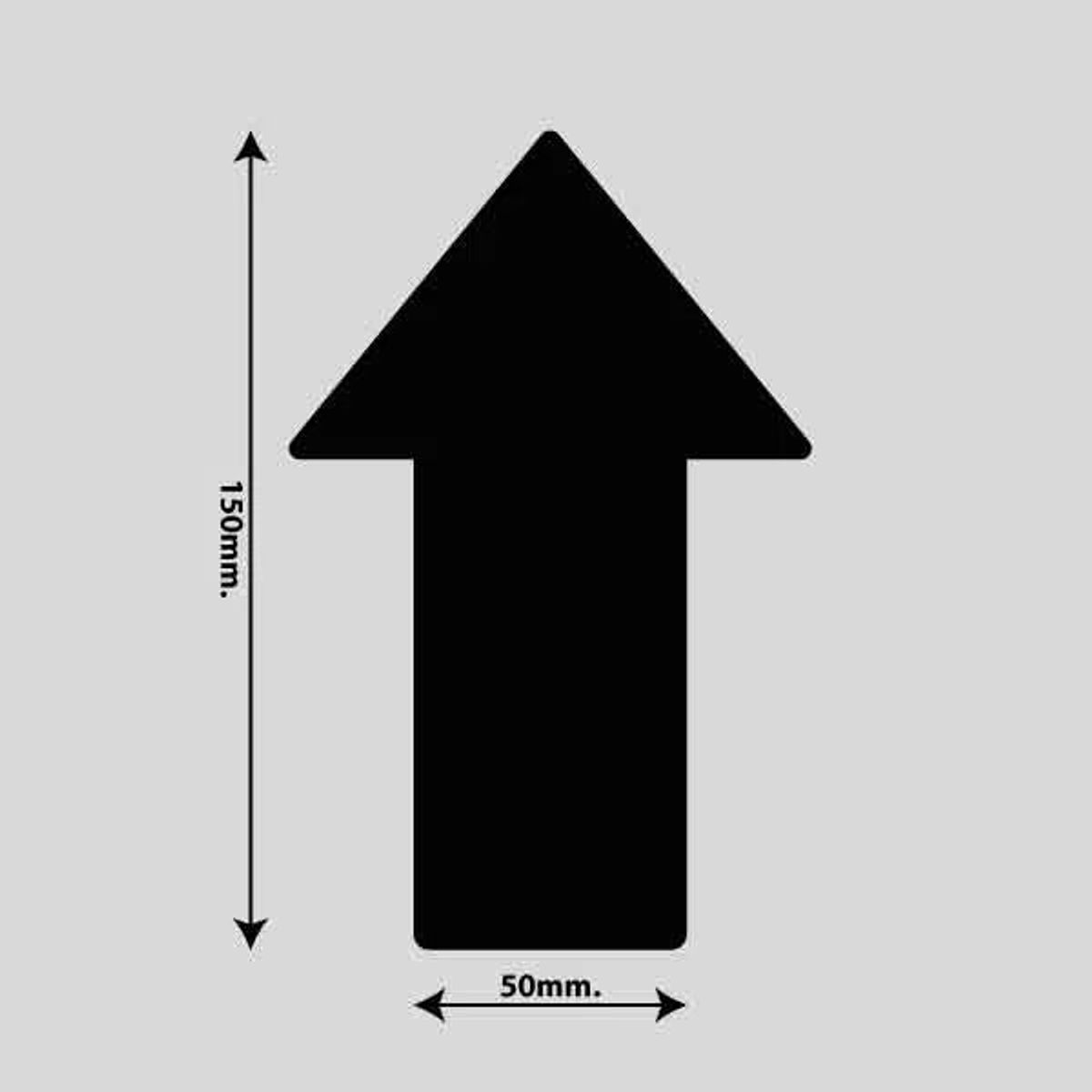 Gulvmarkerings Tape og Symboler. - Sort / Pil 100mm x 150mm (10 stk. pakke)