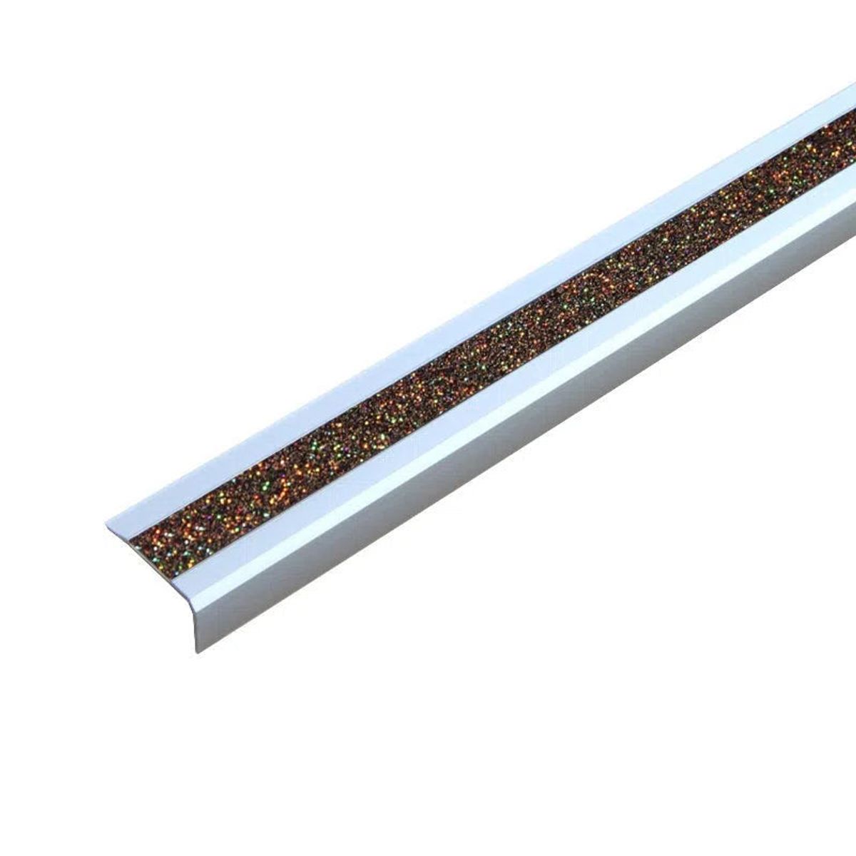 Trappe Kantprofil Aluminium, Skridsikker, Glittergrip - Sort m. Guld glimmer / Skruehuller / 53x800x31mm