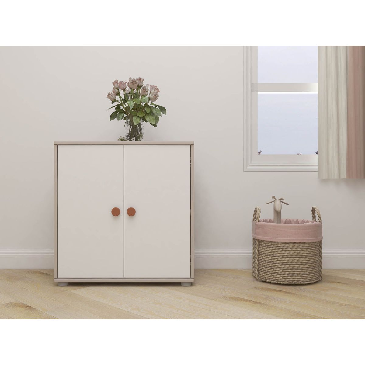 FLEXA Skab 74.5 cm x 72.0 cm Light Blush/Grey Washed Pine