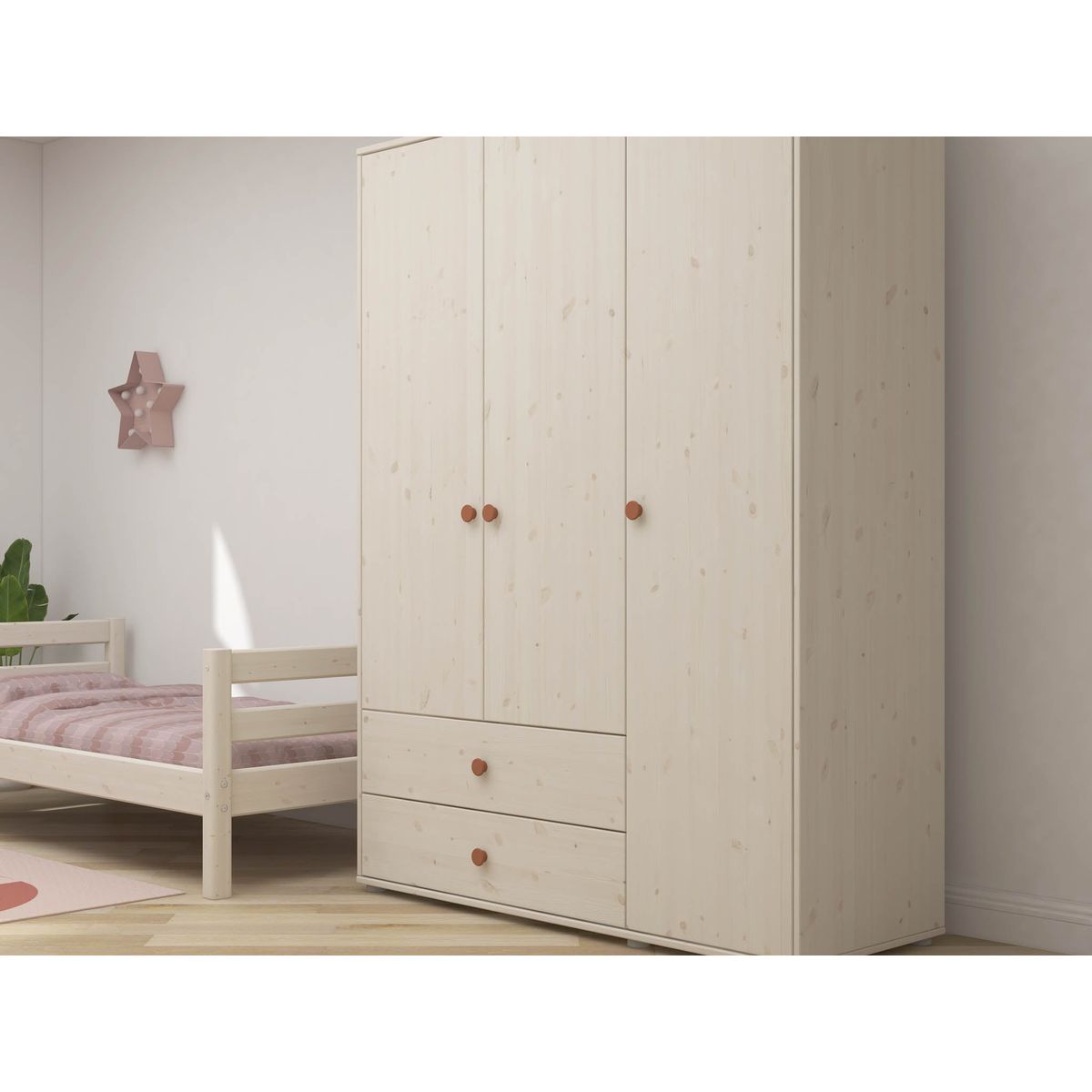 FLEXA Garderobeskab 202.5 cm x 150.0 cm Light Blush/White Washed Pine