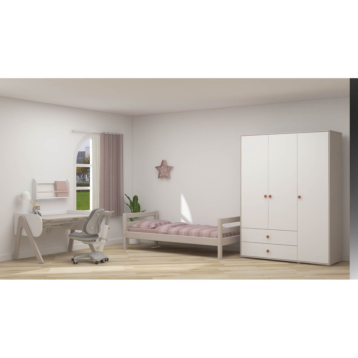 FLEXA Garderobeskab 202.5 cm x 150.0 cm Light Blush/Grey Washed Pine