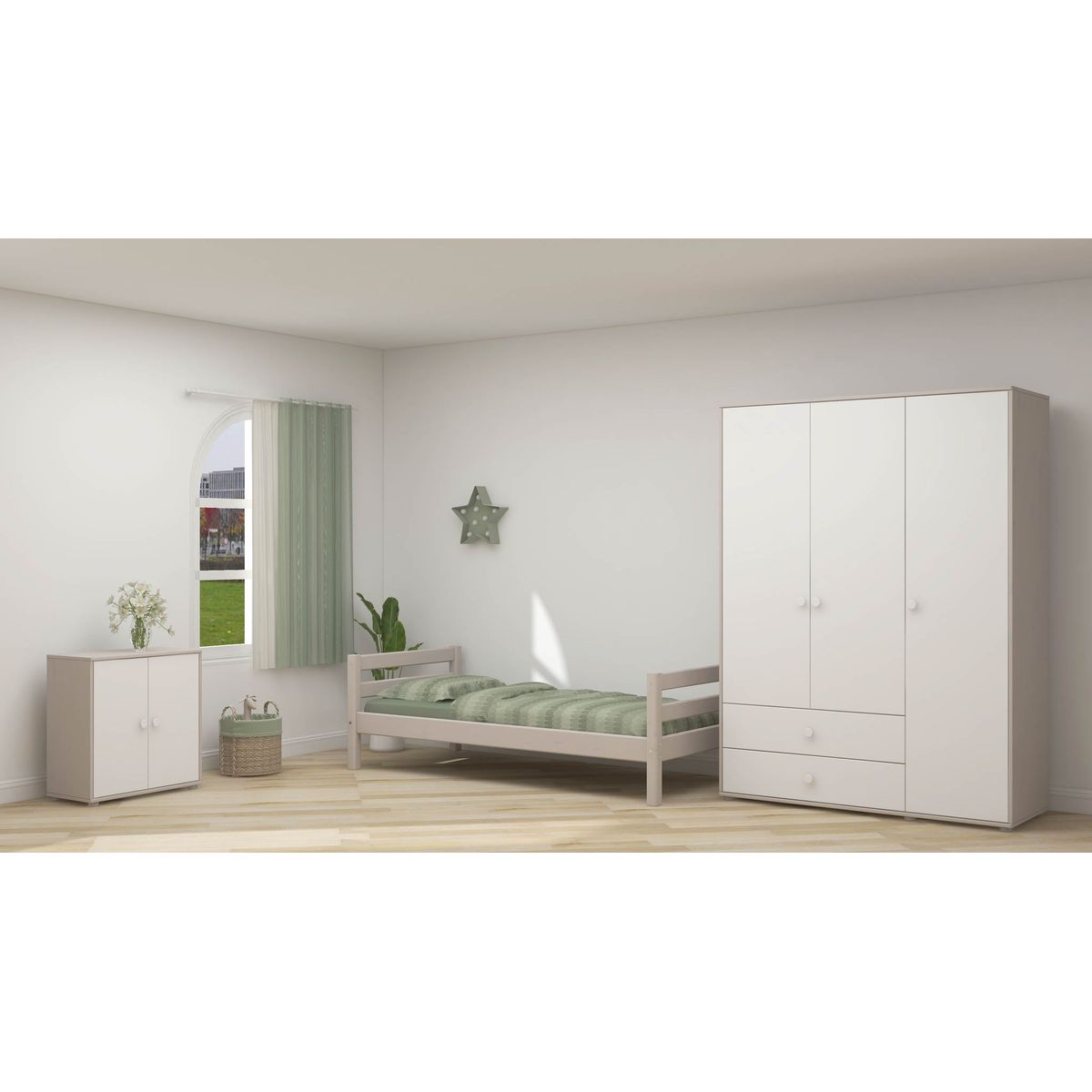 FLEXA Garderobeskab 202.5 cm x 150.0 cm White/Grey Washed Pine