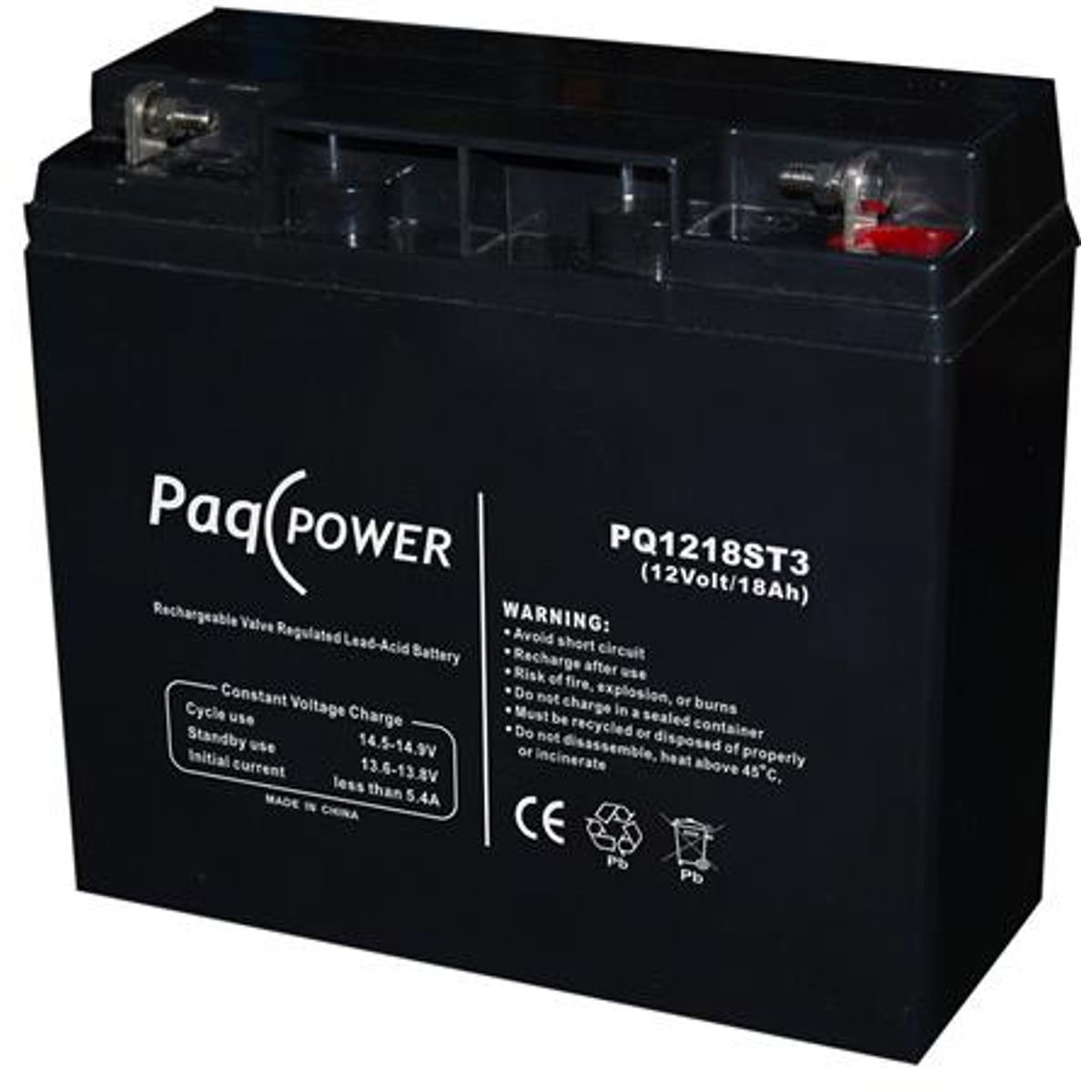 Paqpower Blybatteri 12V/18Ah T3