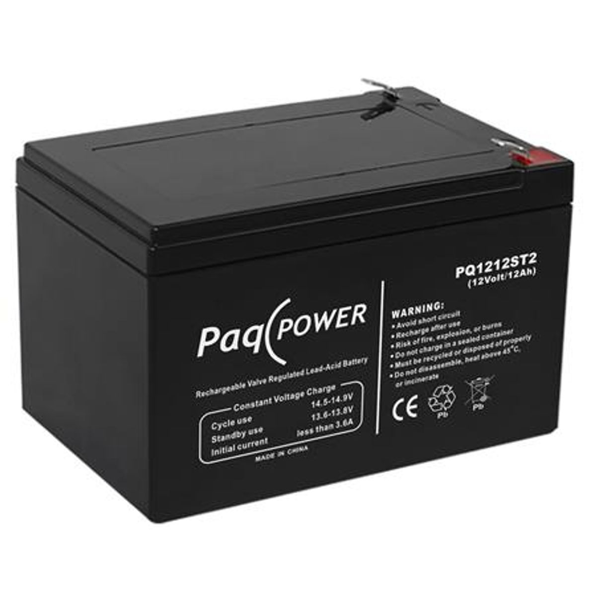 Paqpower Blybatteri 12V/12Ah T2