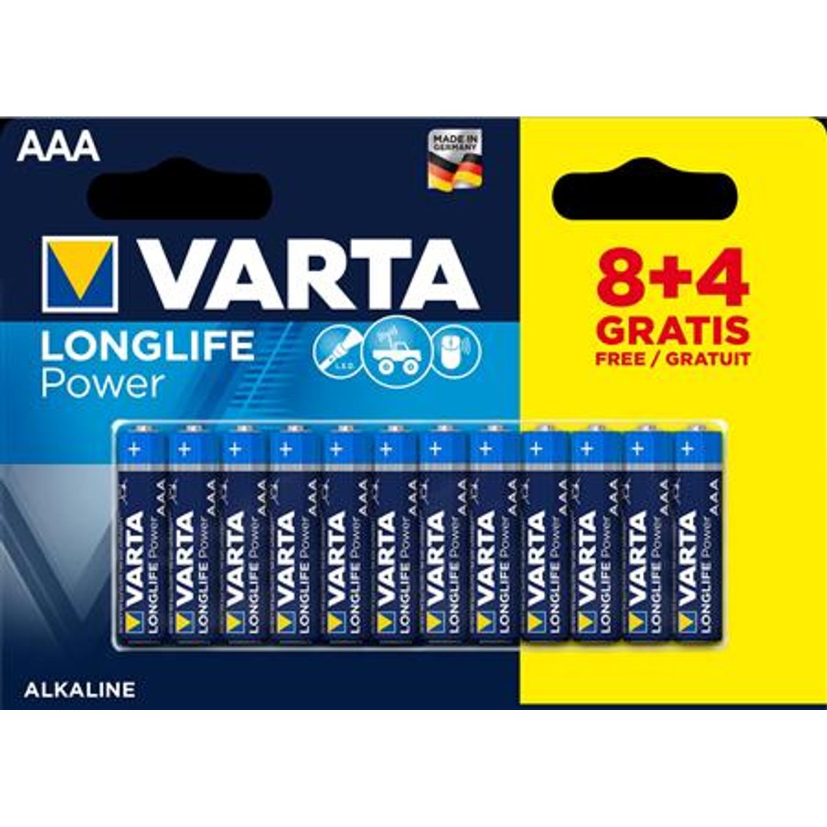 Batteri Alkaline Aaa 8+4-Pack