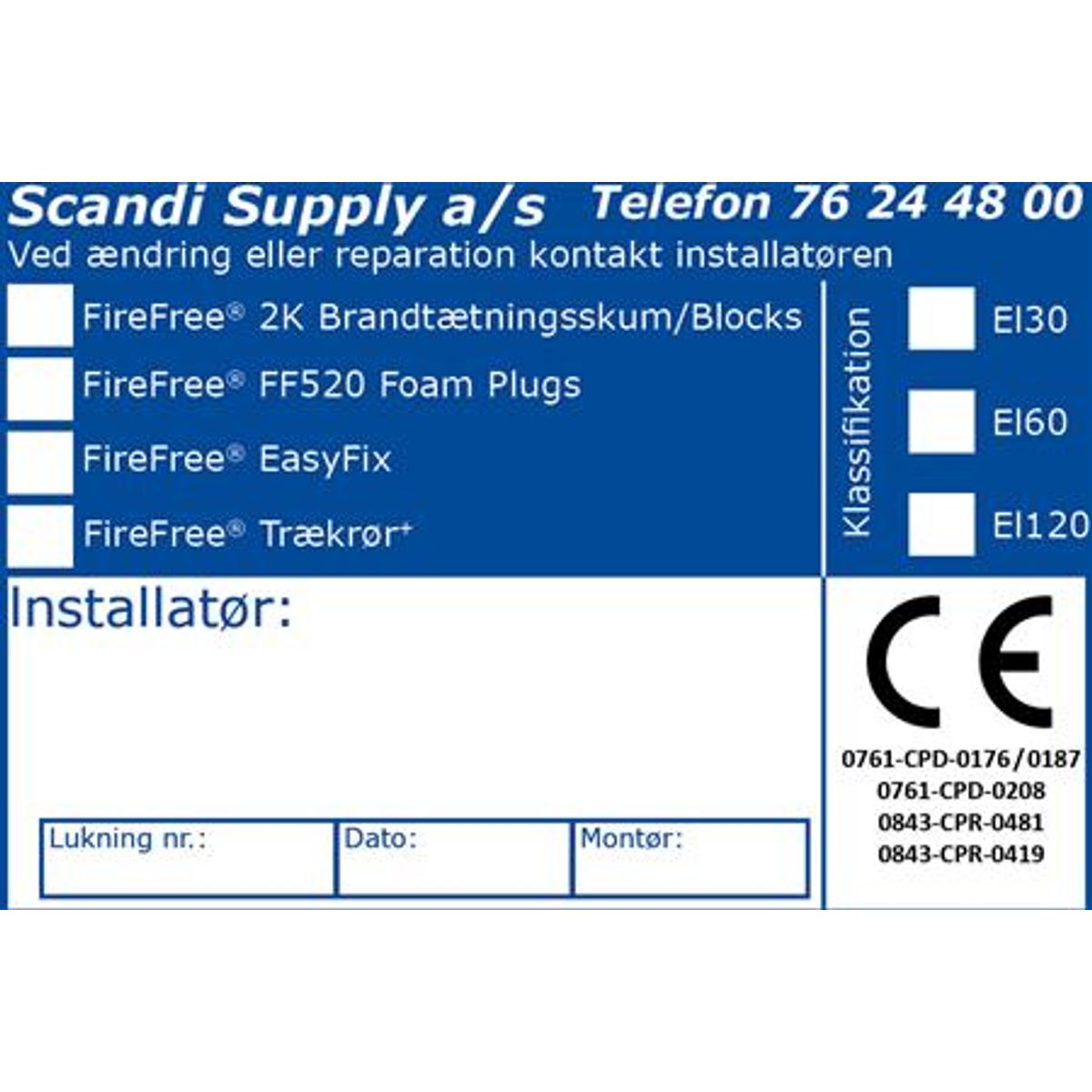 Ce-Etiket Plug-2K-Easyfix-Trækrør 10S