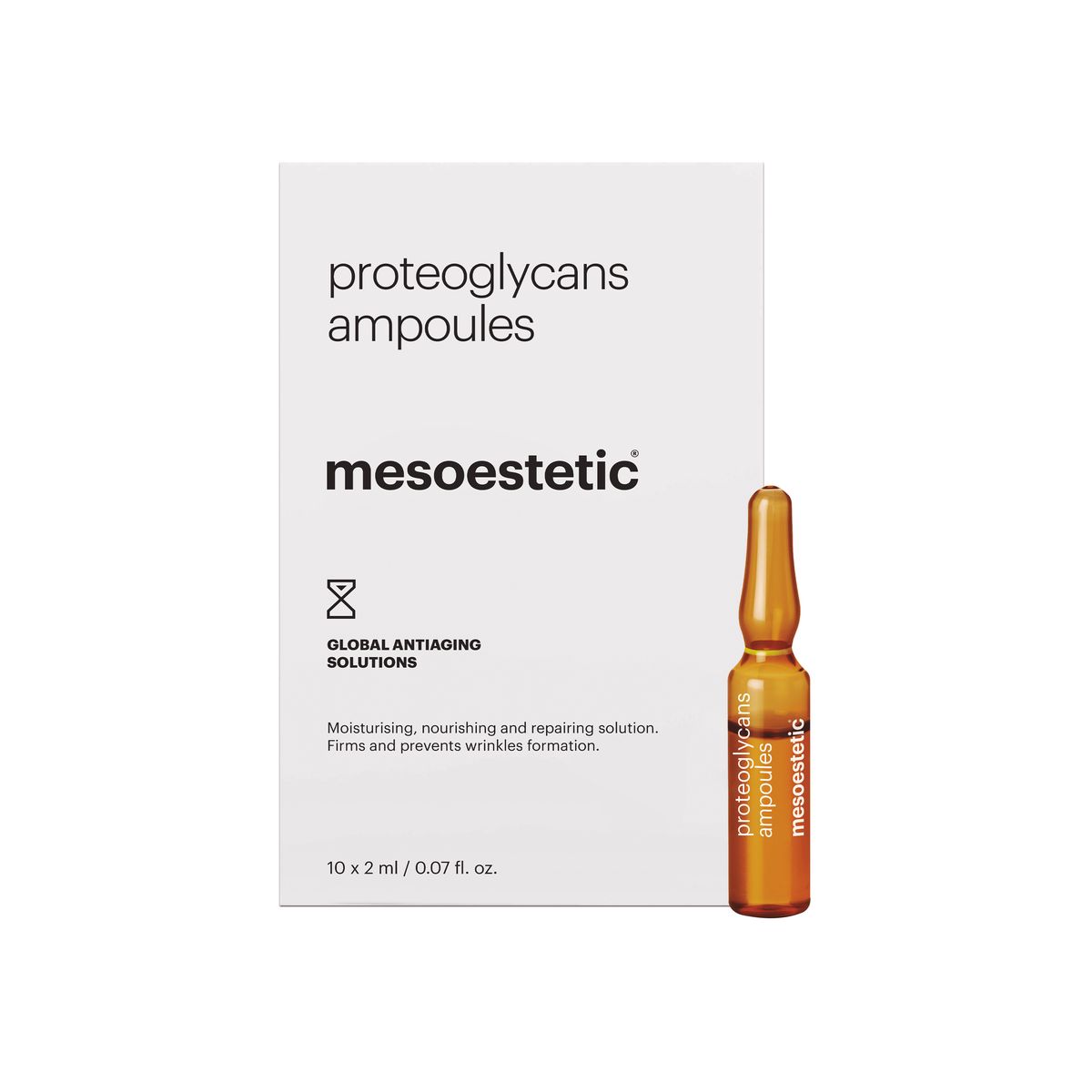 Mesoestetic Proteoglycans Ampoules - Antiage ampuller med fugtgivende og nærende koncentrat - 10 x 2 ml. - Effektiv behandling af tegn på aldring