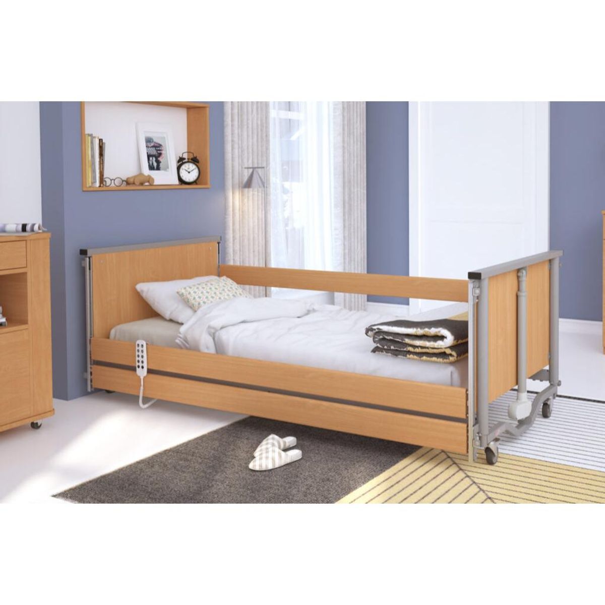 DREAM TIM LOW elektrisk plejeseng - lav model - 90 x 200 cm, tyske kvalitetsmotorer, mange funktioner