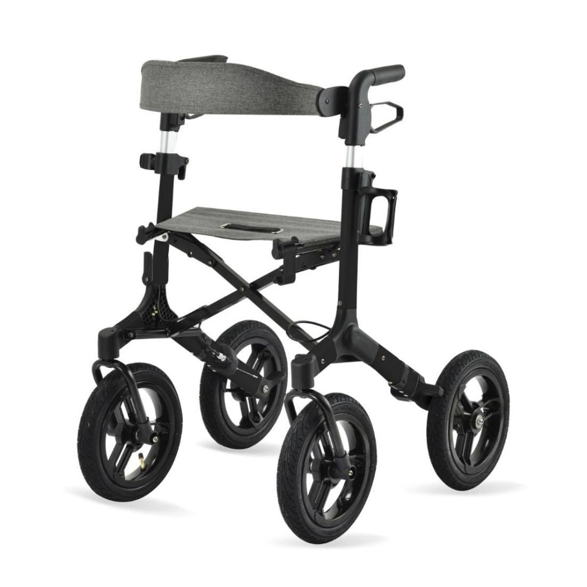 RANGER AIR BLACK rollator med lufthjul | TIMAGO - 10,8 kg, store lufthjul, KOMPLET udstyrspakke