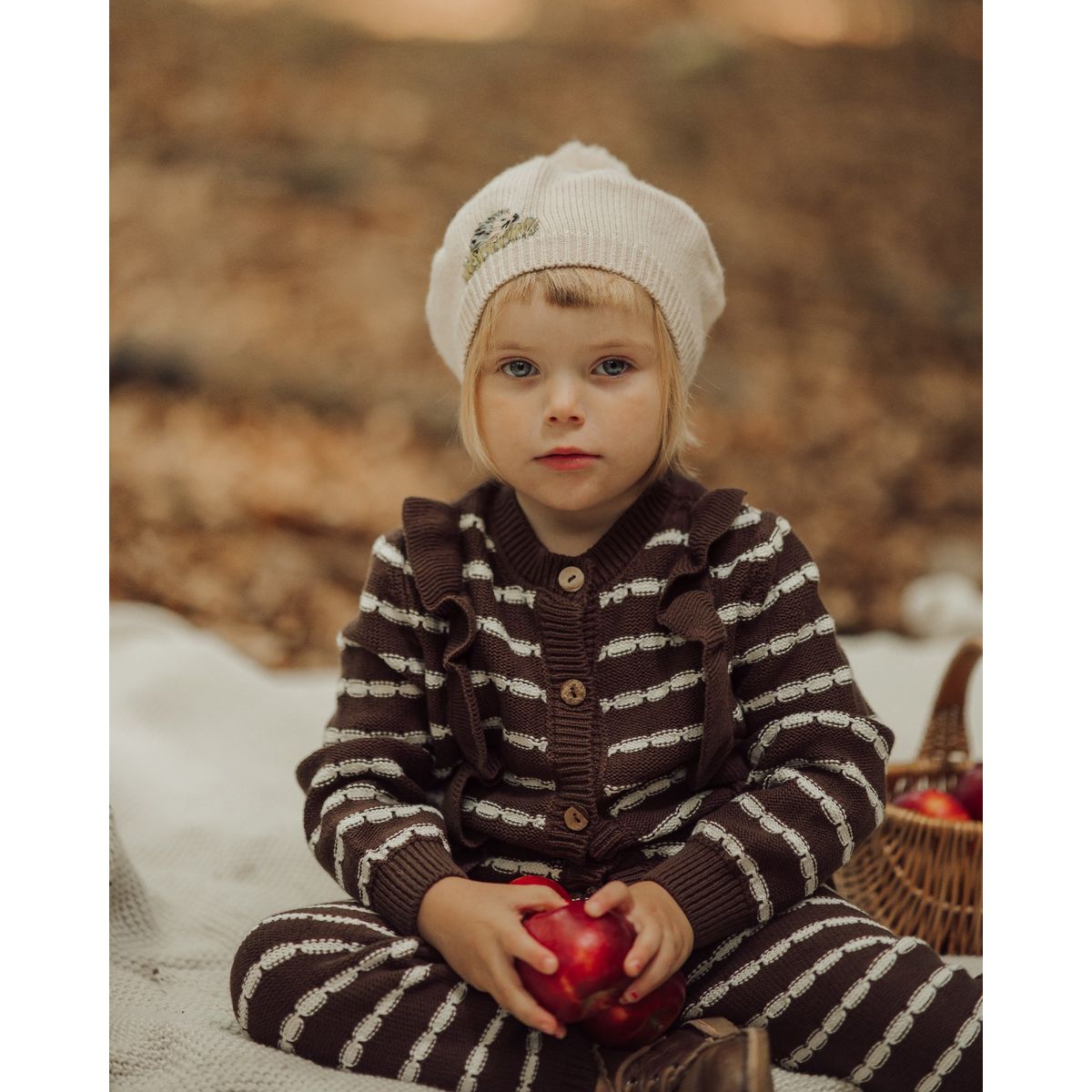 Alba Striped Frill cardigan brown - Brown / 6-9m - 74cm