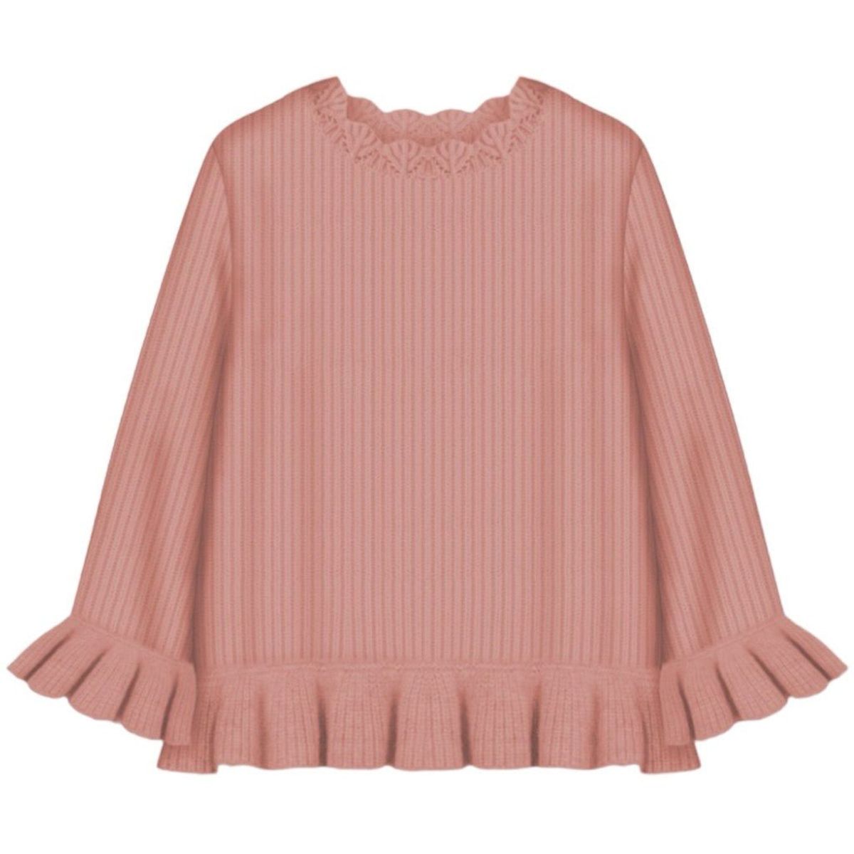 Frilly knit blouse - Light pink / 4-5y - 110cm