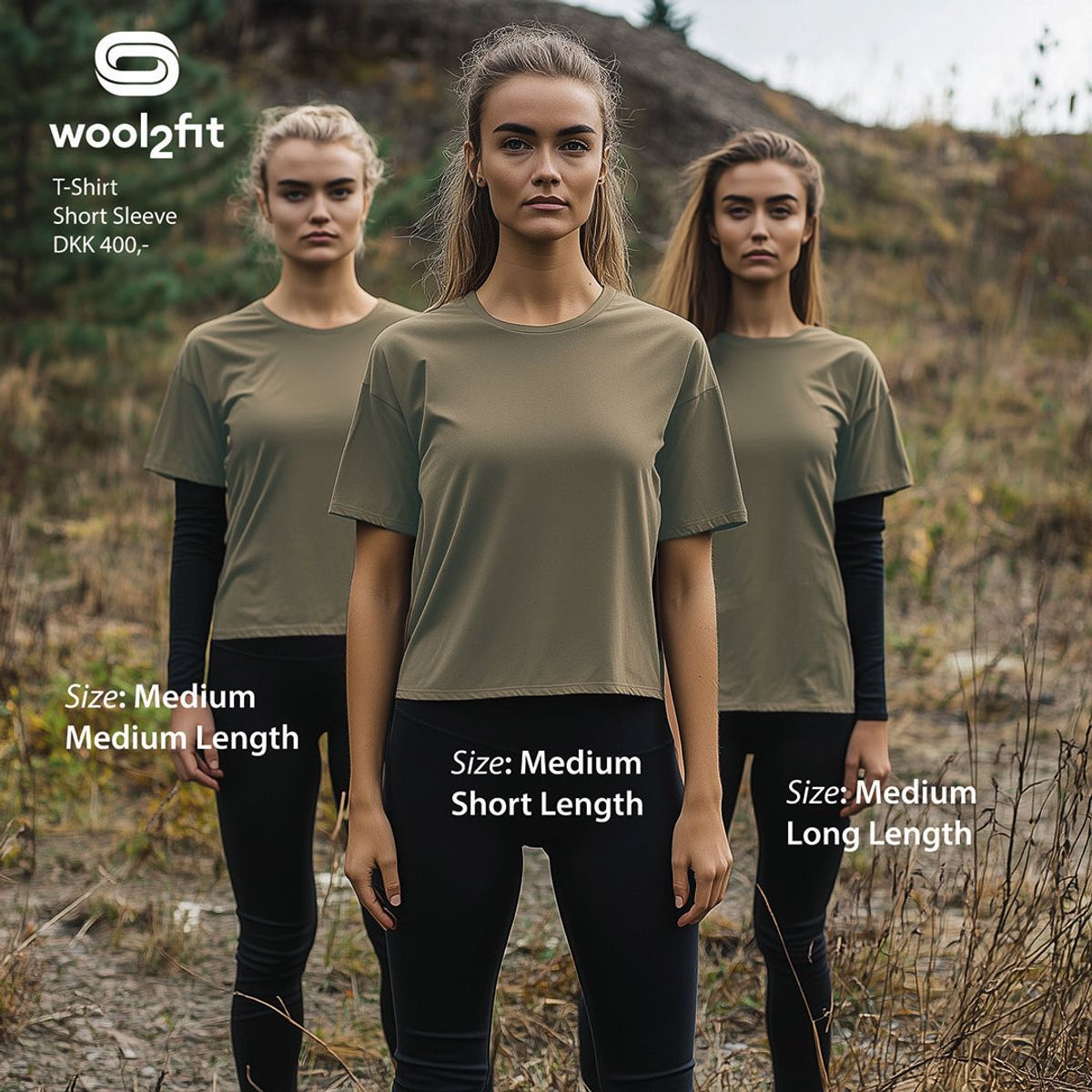 Kortærmet Uld T-shirt khaki - L / Long