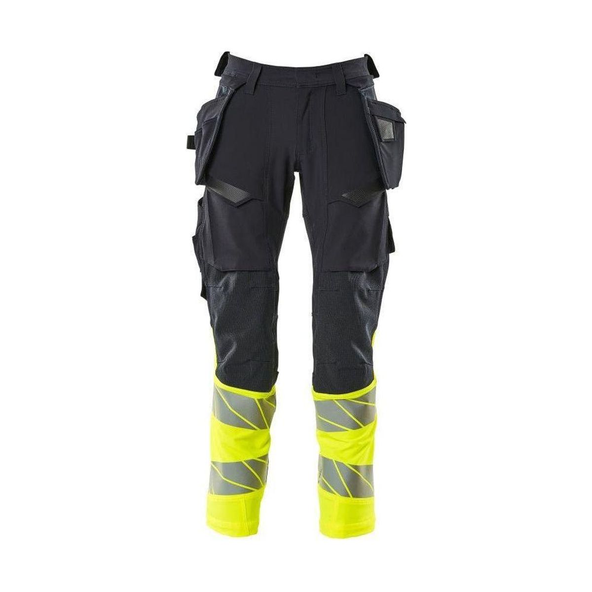 Mascot®Accelerate Safe håndværkerbukser hængelommer Full Stretch 19131-711-01017 mørk marine/hi-vis gul