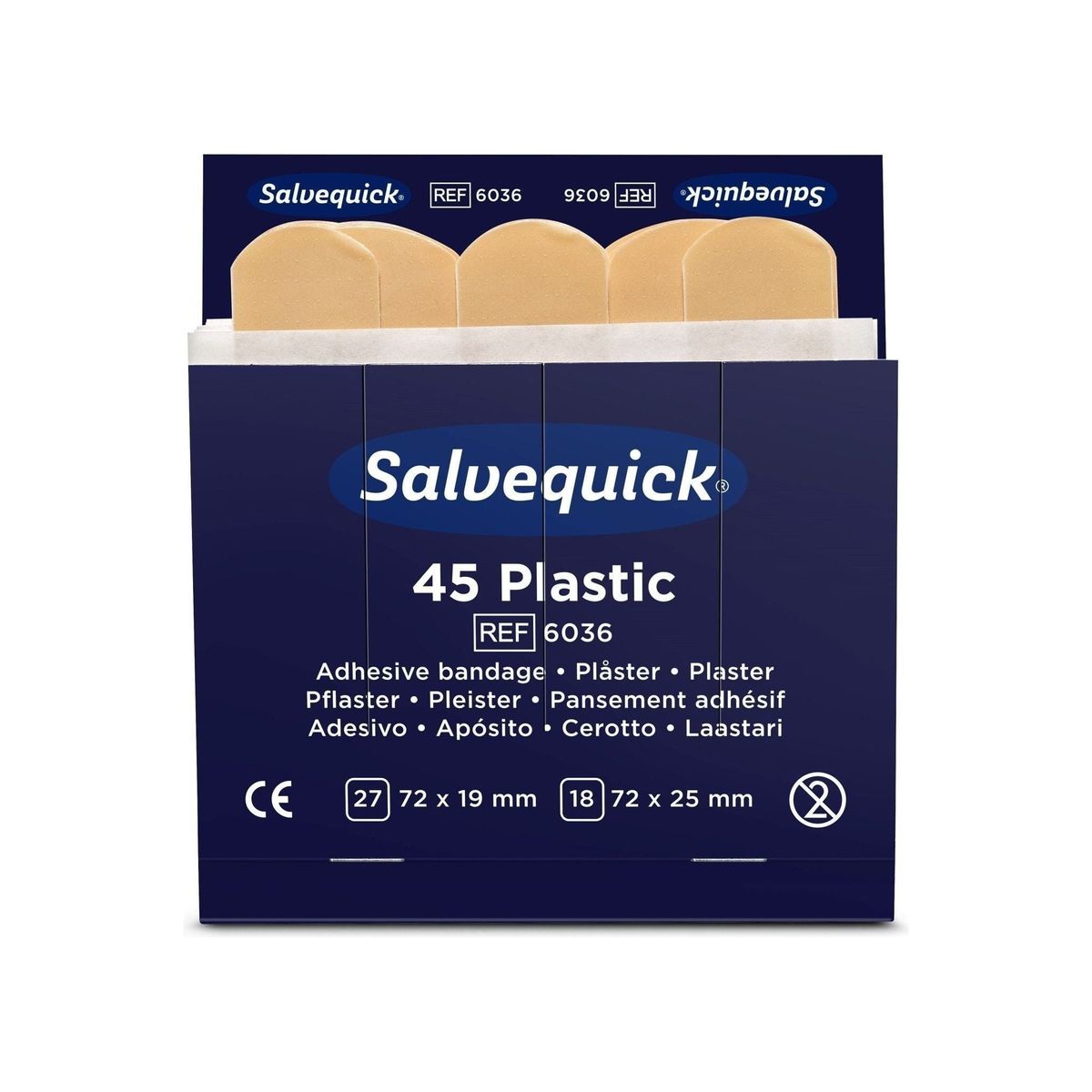 Cederroth plastic plaster refill 6036 - 6 pakker x 45 stk (270 stk)