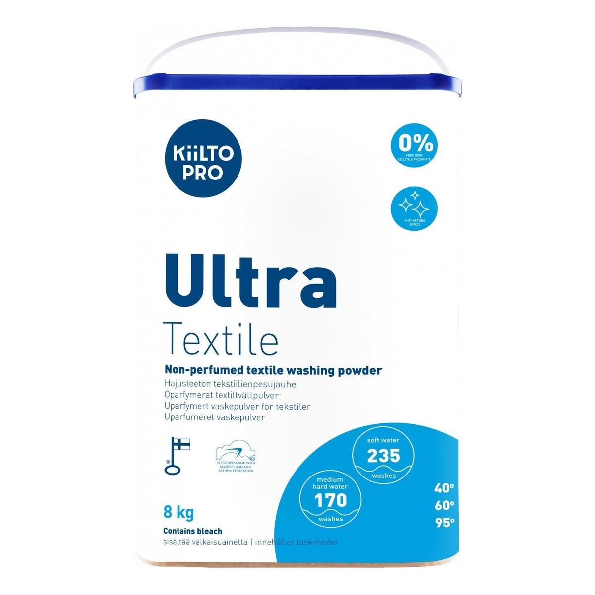 Kiilto Pro Ultra Textile vaskepulver uden parfume 8 kg