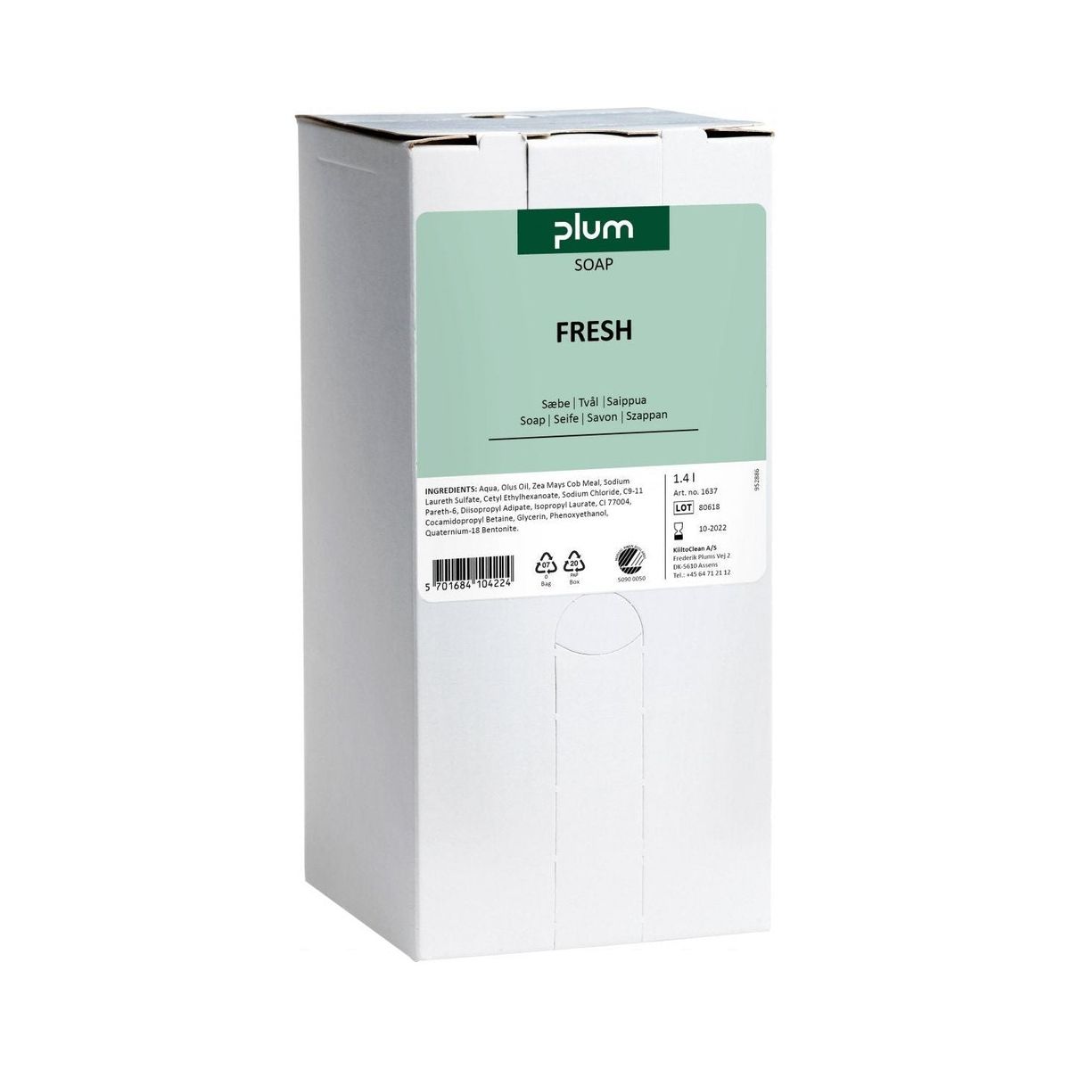 Plum Fresh 1637 flydende sæbe 1400 ml Bag-in-box