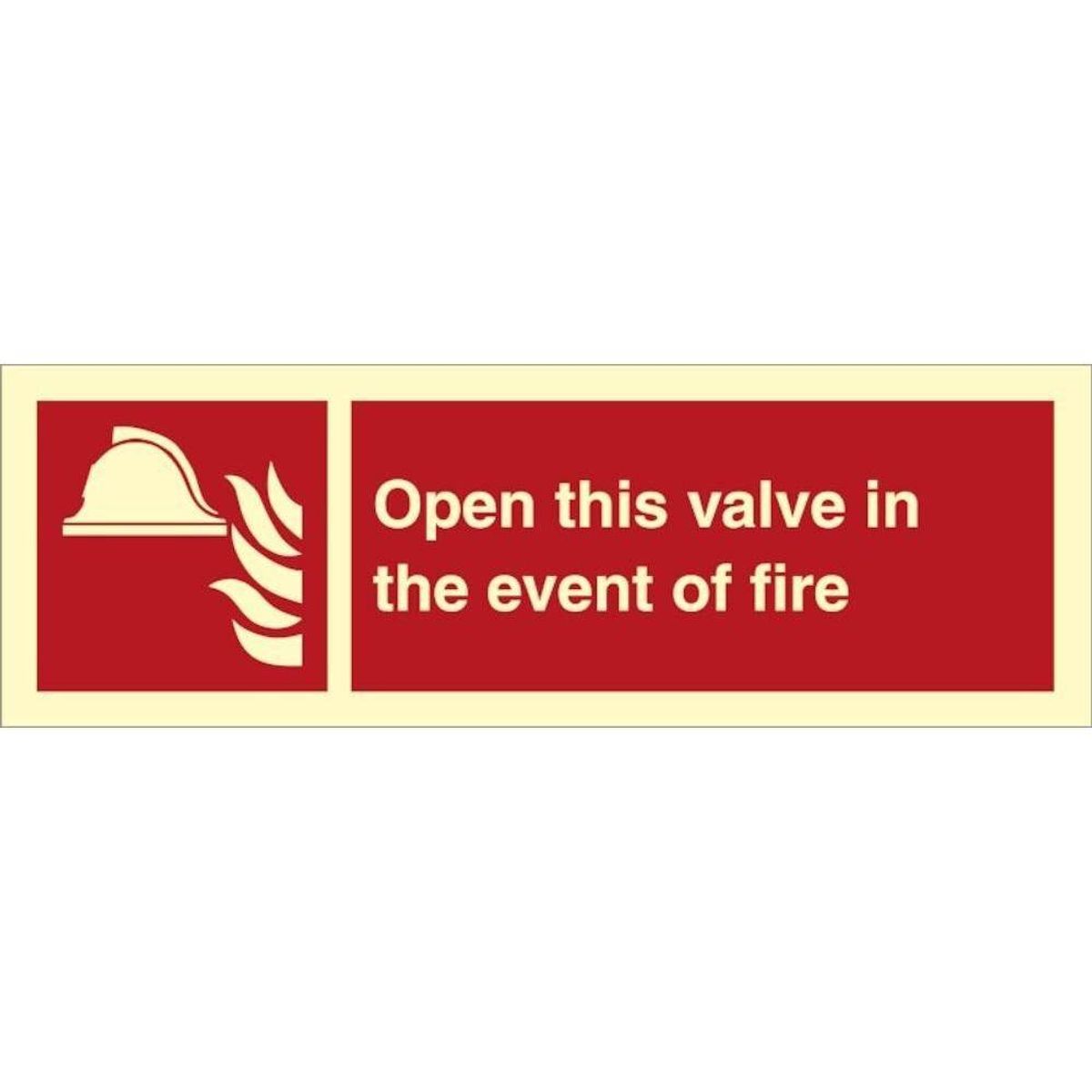 Sign IMO Open the valve in the event of fire