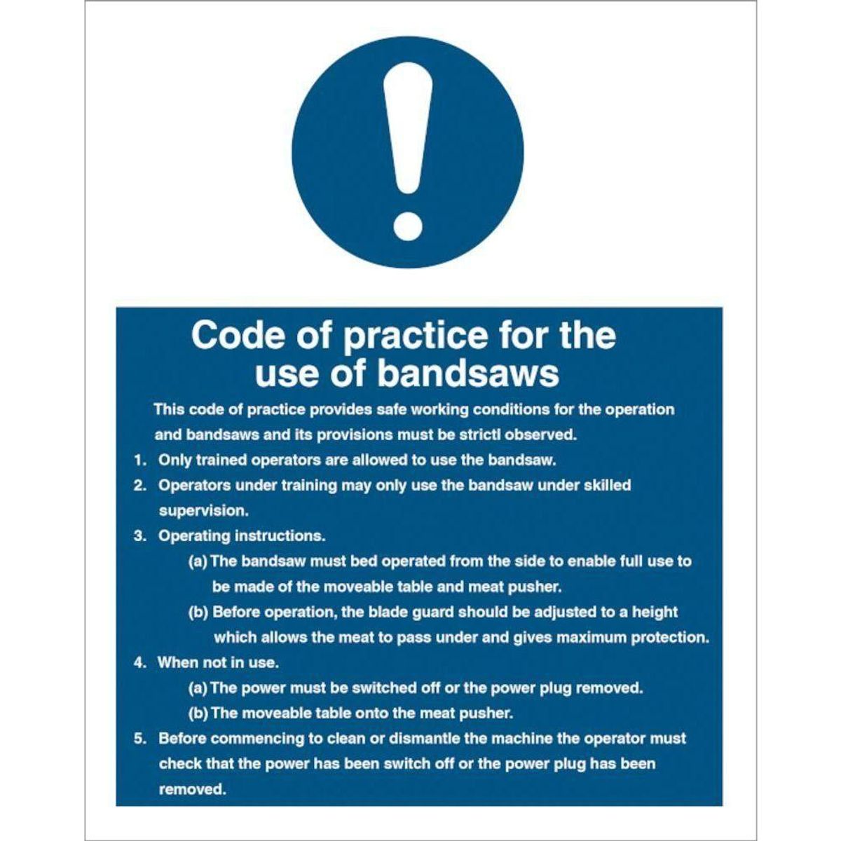 Sign IMO Code of practice for the use of bandsaws 106091