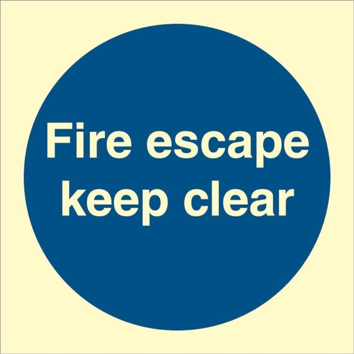 Sign IMO Fire escape keep clear 106100