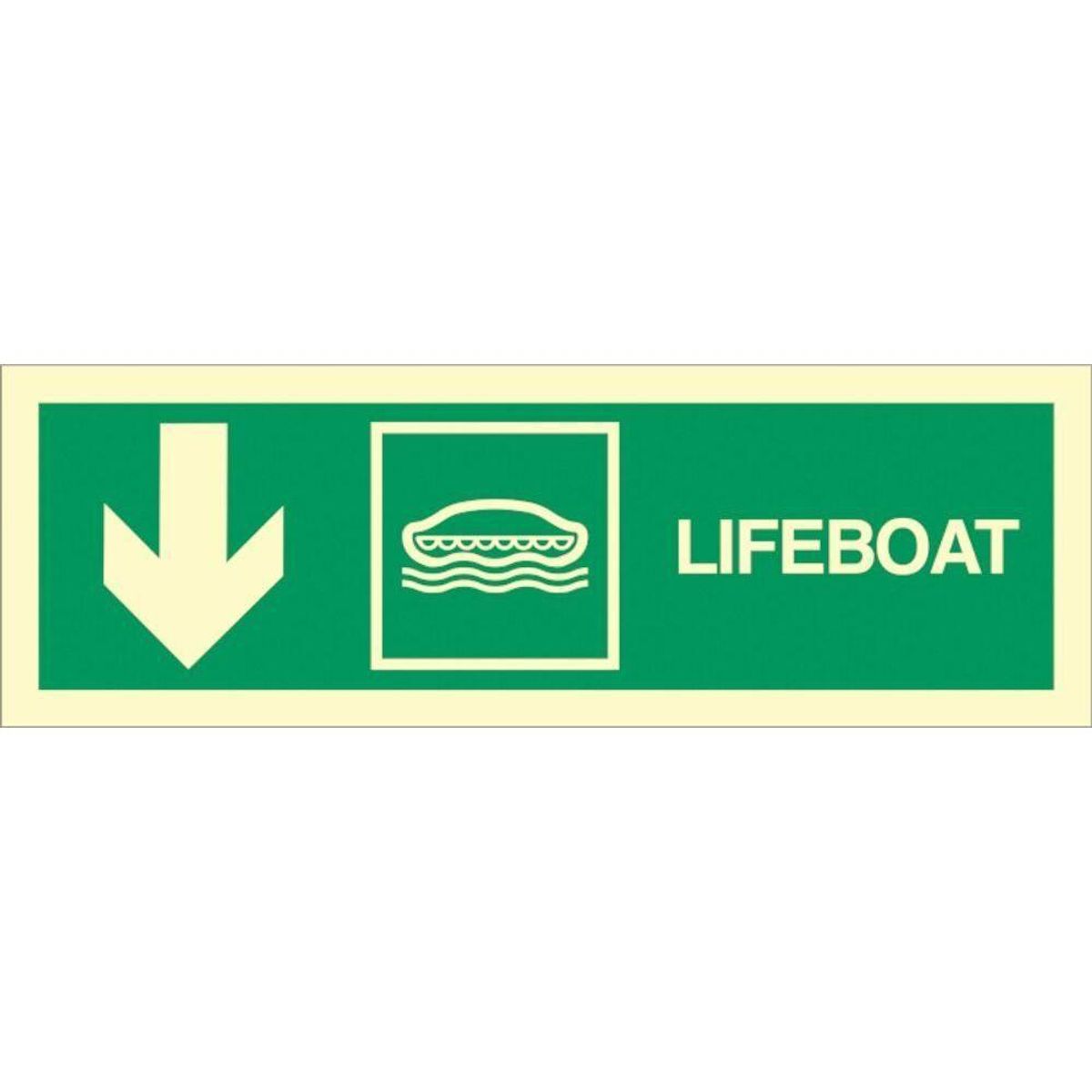 Sign IMO Lifeboat arrow down left side