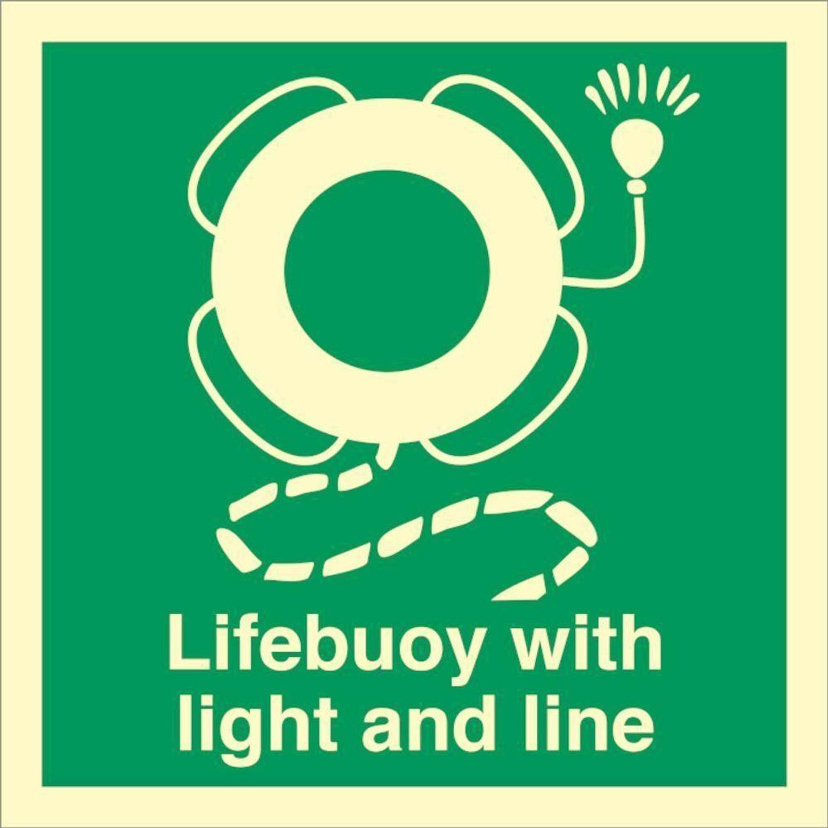 Sign IMO Lifebuoy with light and line