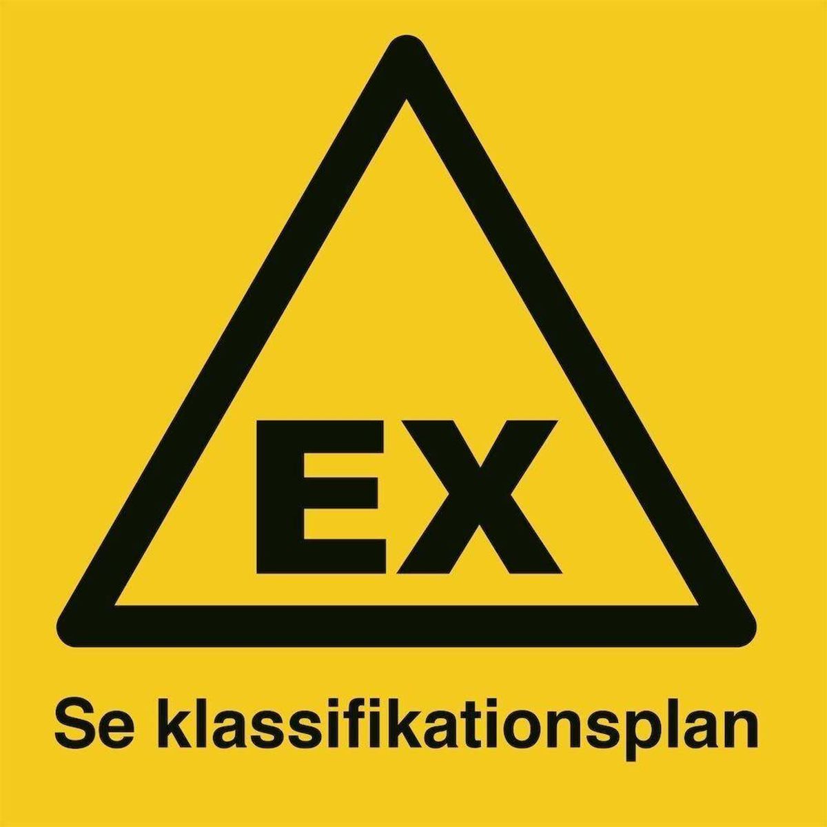 Skilt Se klassifikationsplan ATEX advarselsskilt