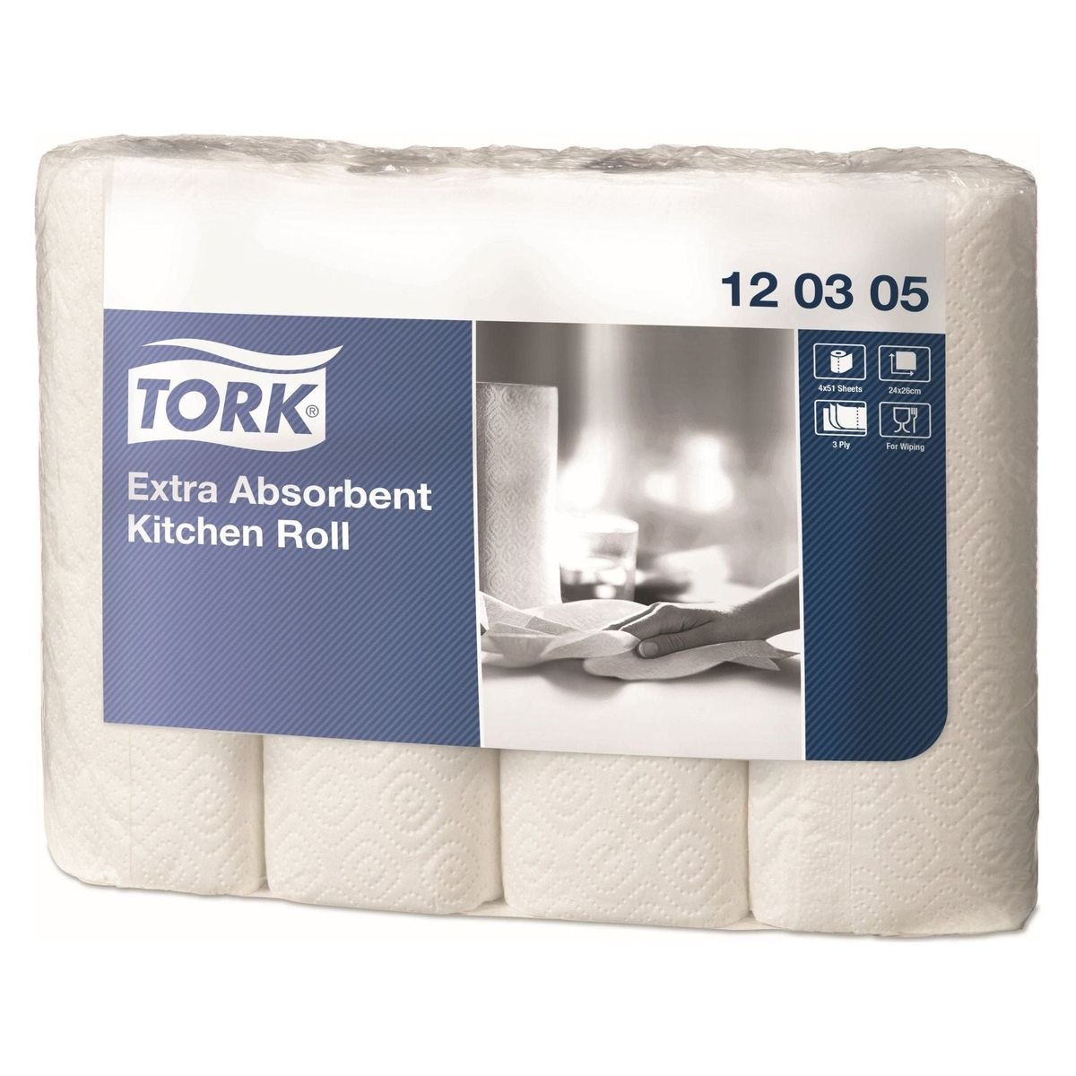 Tork 120305 køkkenrulle extra soft hvid 3 lag 51 ark 48 ruller