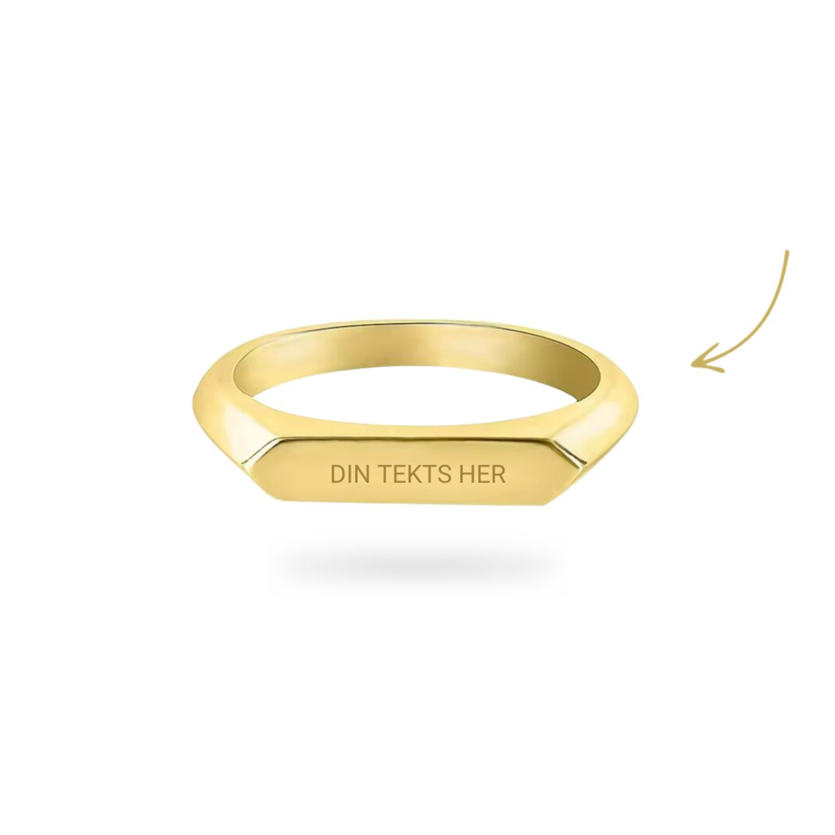 Personal Tag Thin Signet Ring 18K Forgyldt - 56