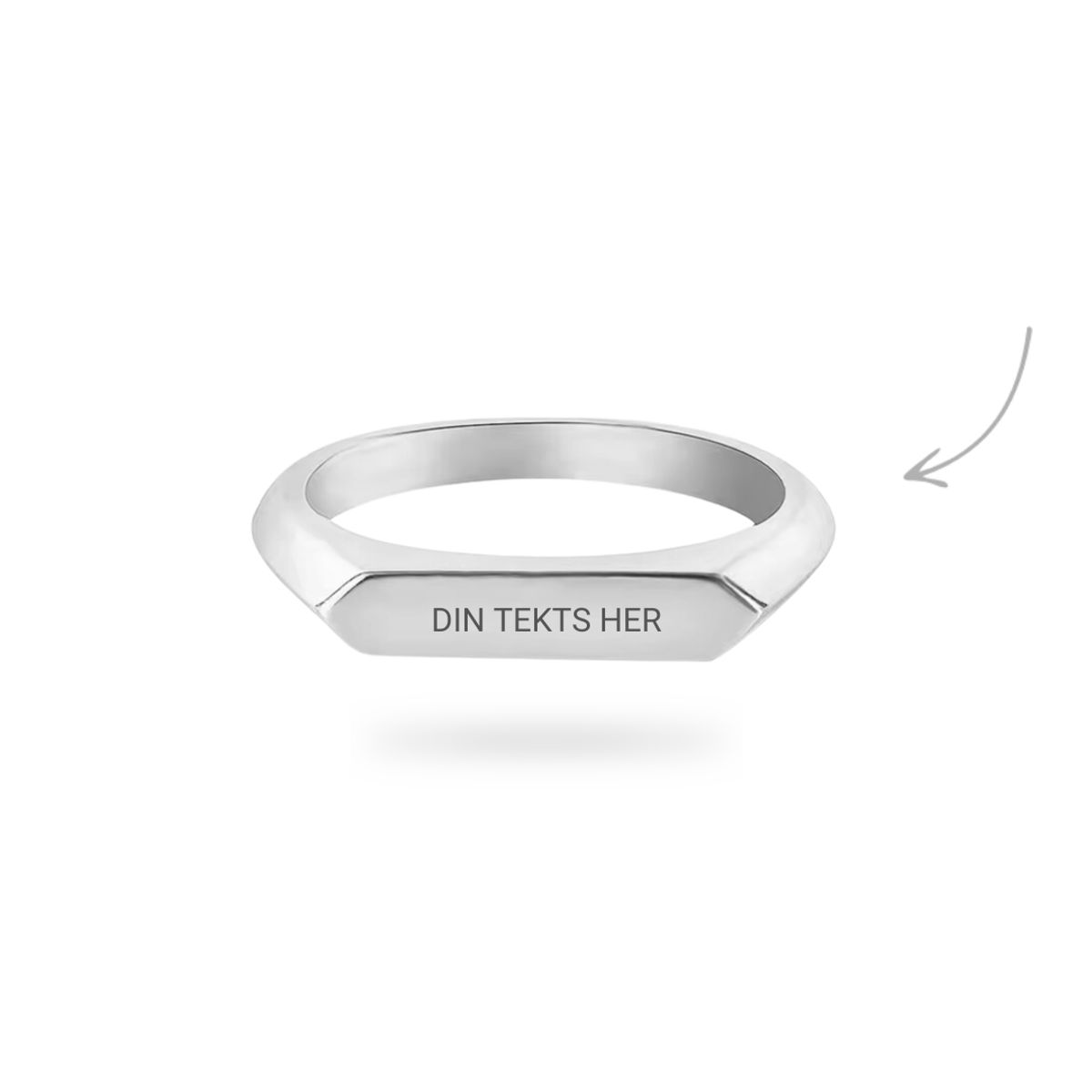 Personal Tag Thin Signet Ring Sølv - 52