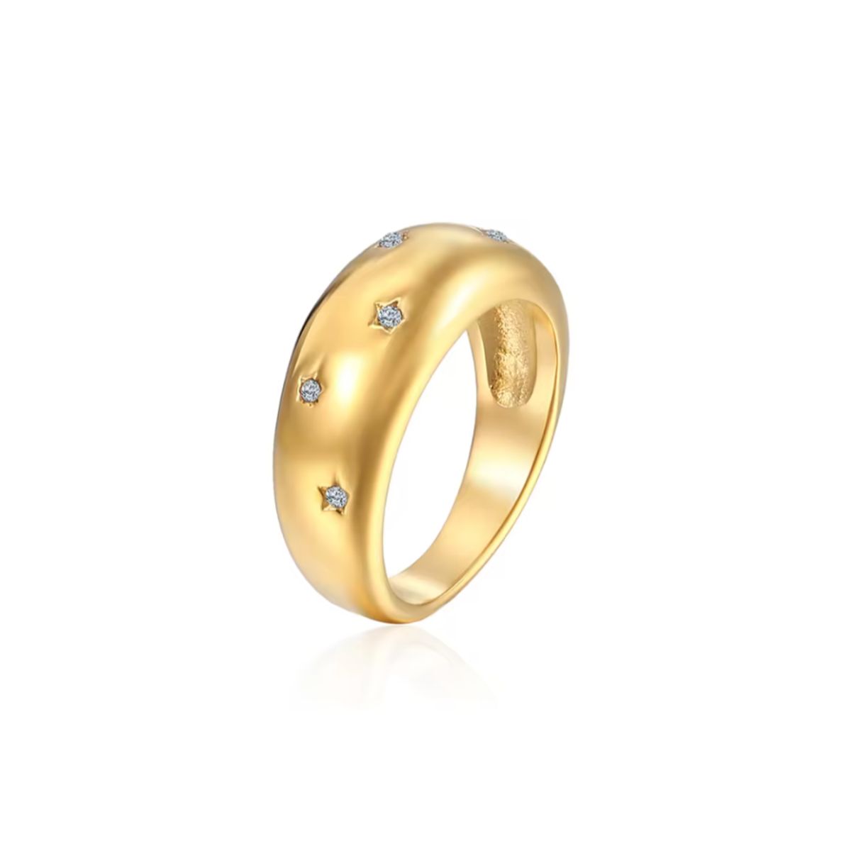 Chunky Star Dome Ring 18K Forgyldt - 54