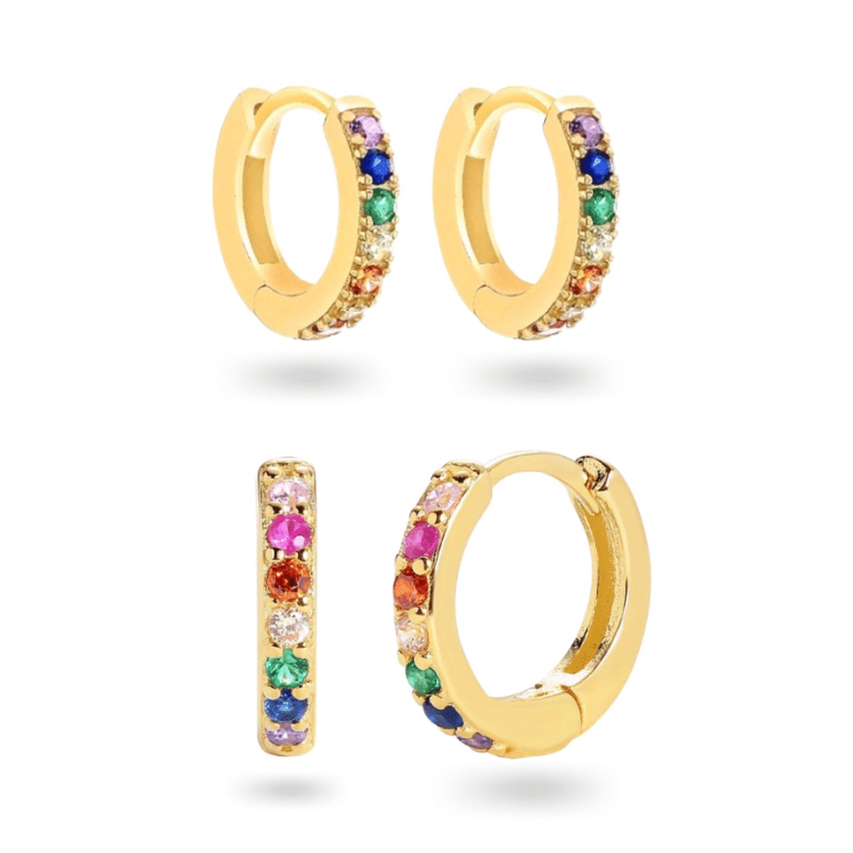 Rainbow Hoops Smykkesæt 18K Forgyldt