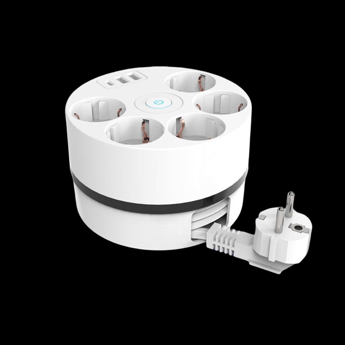 Smart indendørs Kabeltrumle - 5 udtag, 2 USB A stik, 1 USB C stik - iHero