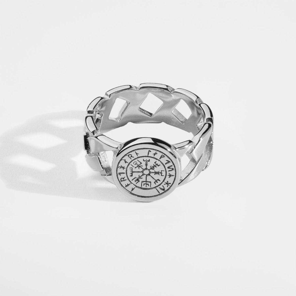 Vegvisir Chain Signature - Sølvtonet ring - Str. 8 - Herre - Northern Legacy