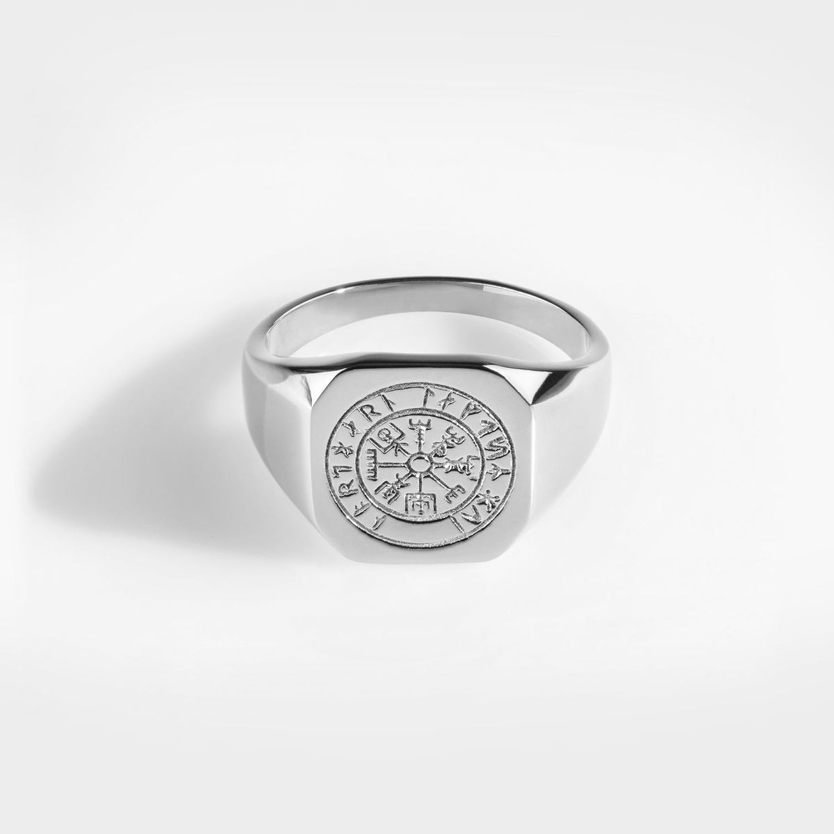 Vegvisir Signature - Sølvtonet ring - Str. 8 - Herre - Northern Legacy