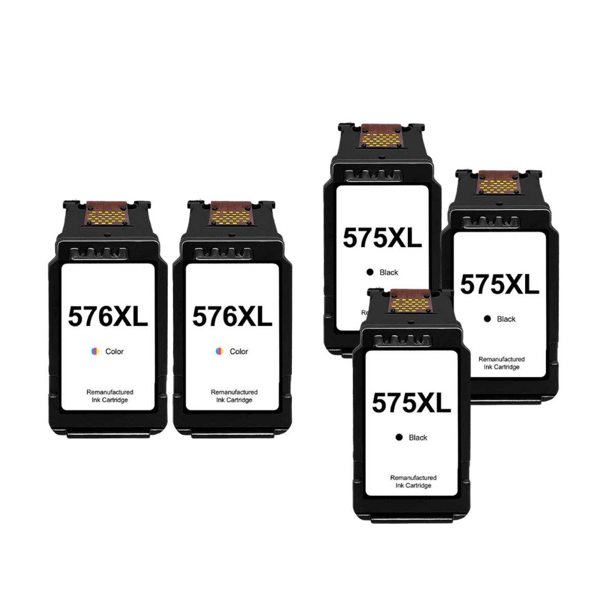 Pakke sæt Canon PG-575 / CL-576 3 Sorte, 2 farver alternativ 96 ml