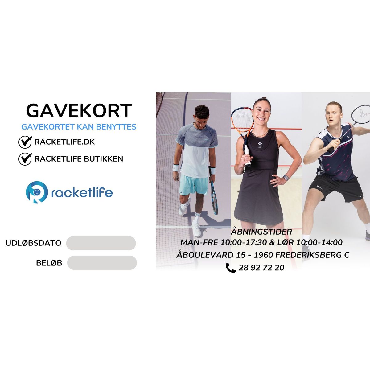 Gavekort til Racketllife - 200,00 kr