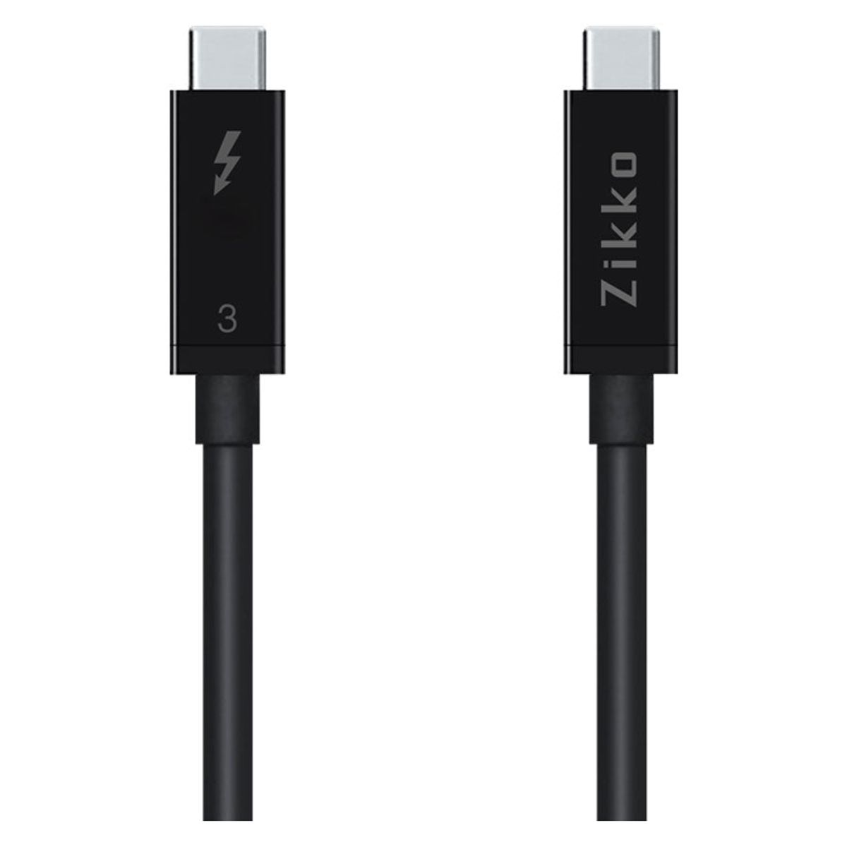 Zikko 0,8m 100W / 20Gb 8K USB-C Kabel, 0,8m, Sort