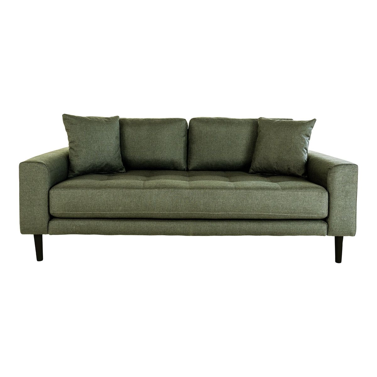 Lido 2,5 Personers Sofa - 2,5 Personers Sofa, Olivengrøn Med To Puder Og Sorte Træben, Hn1020