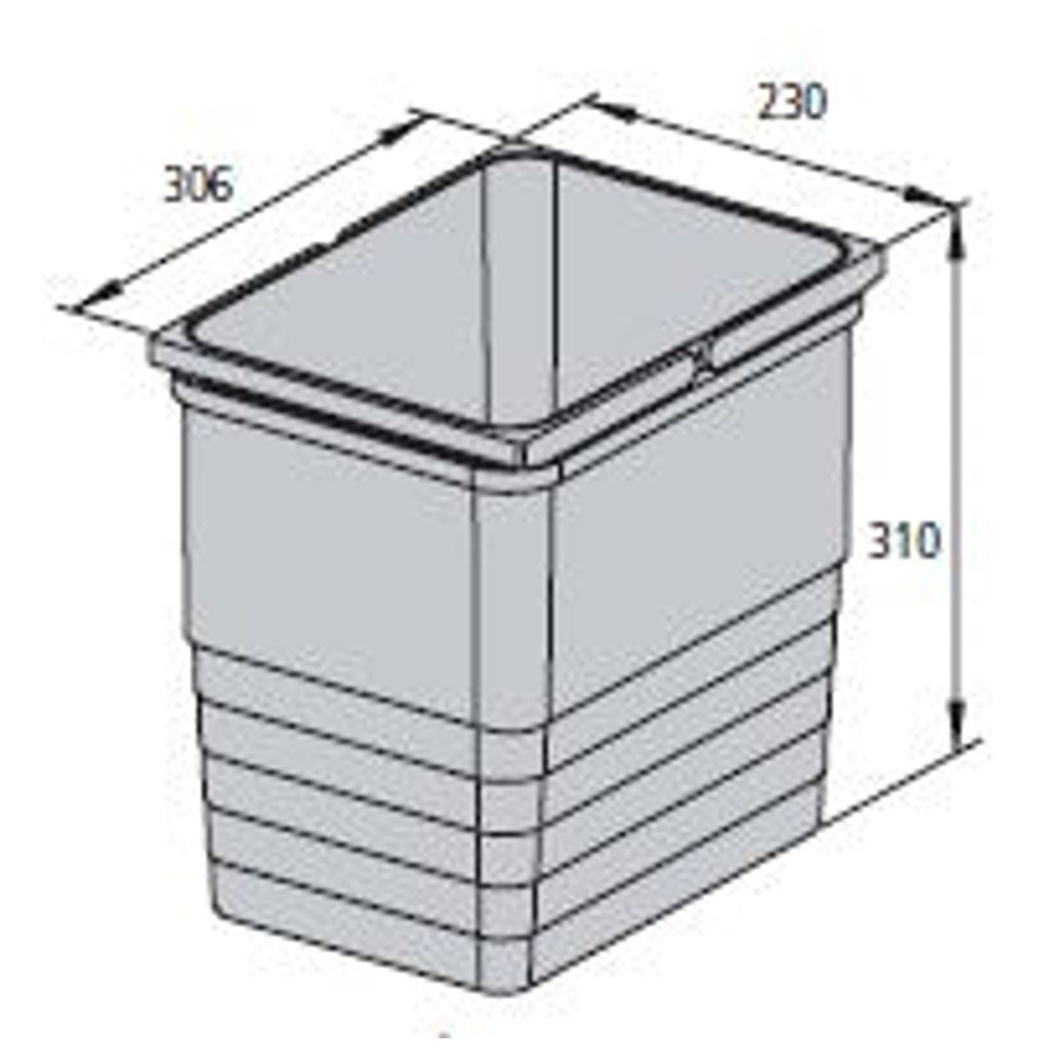 Ninka system, løse spande og tilbehør - 17 liter H310x230x306