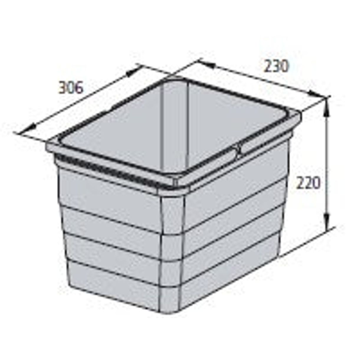 Ninka system, løse spande og tilbehør - 12 liter H220x306x230