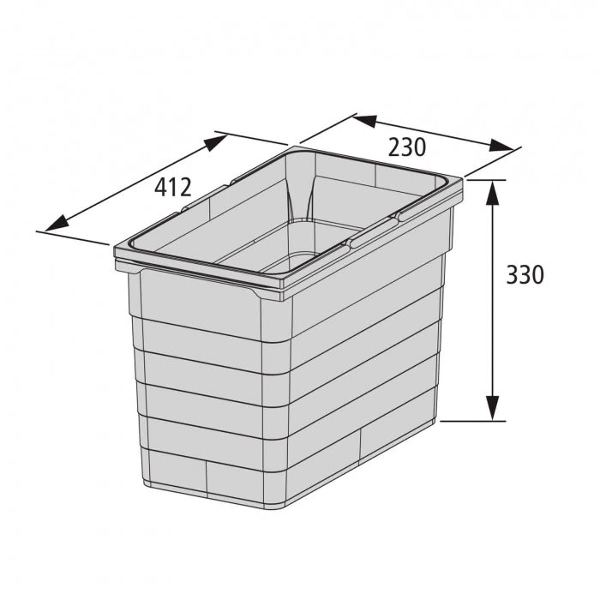 Ninka system, løse spande og tilbehør - 25 liter H330x412x230