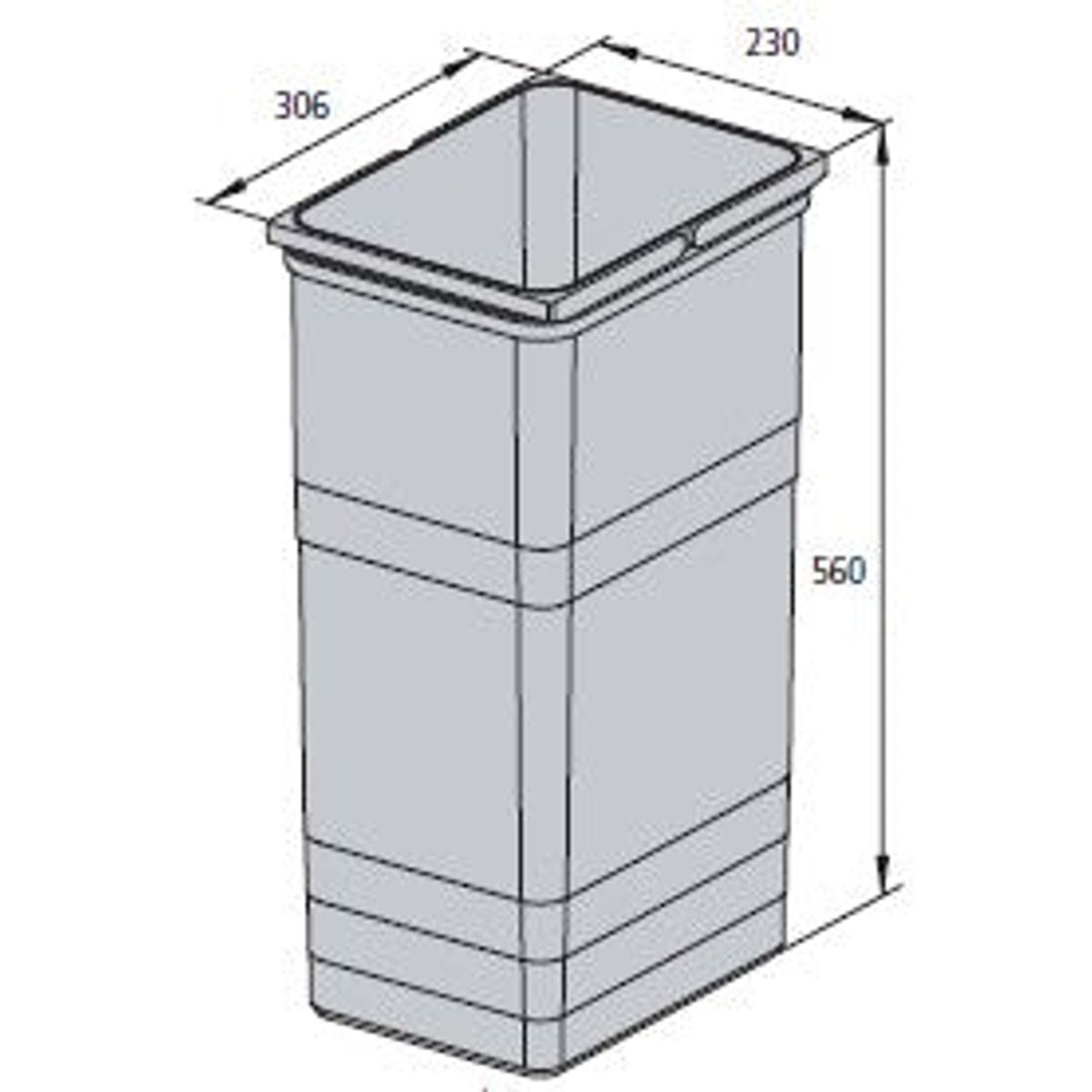 Ninka system, løse spande og tilbehør - 32 liter H560x306x230