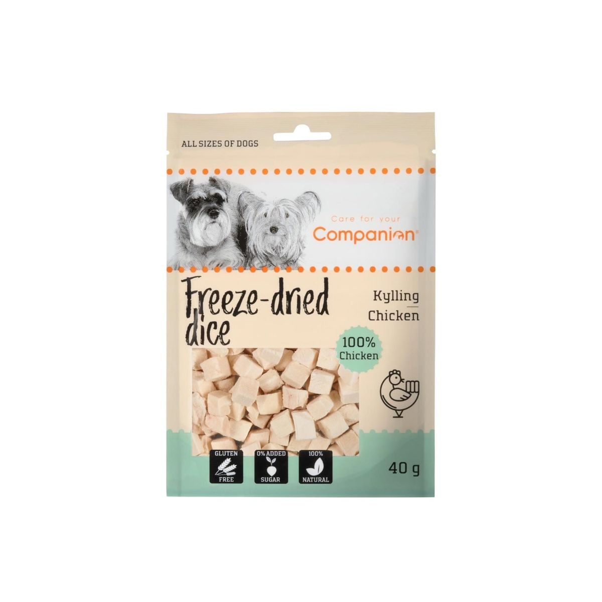 Companion Freeze-dried Dice - kylling - 1. stk