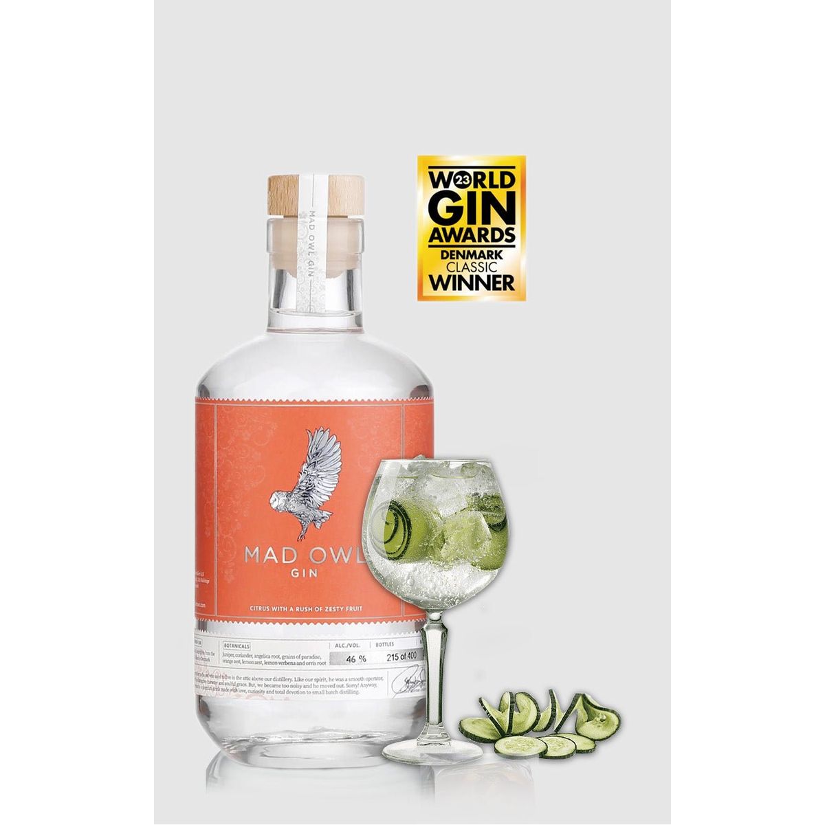 Mad Owl Gin Citrus, 46% alkohol