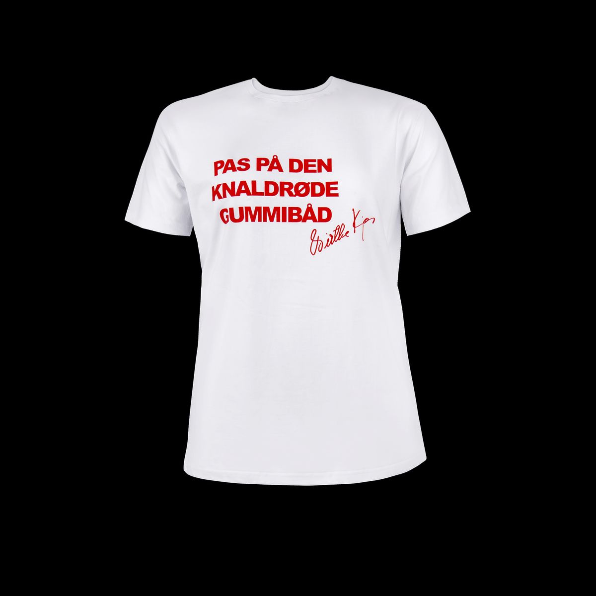 T-shirt - Pas på den knaldrøde gummibåd - Hvid - L